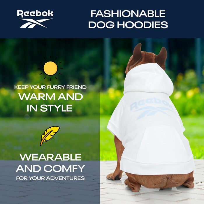 Reebok флісовий худі для собак з капюшоном, теплий зимовий светр із отвором для повідка, преміум одяг для маленьких, середніх і великих собак