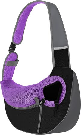 Сумка-переноска для собак Pawaboo з кишенею для рук, регульована, для прогулянок на відкритому повітрі - чорна (Purpurschwarz, S)