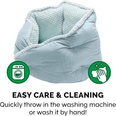 Ортопедичне ліжко для собак Furhaven, великих порід, кругле, знімний, пральний чохол, до 36,3 кг – Sherpa & Wildleder Snuggery – 111,8 см, ортопедична піна (Аквамарин, L 46 x B 46 x H 36 см, Calming Hug Nest)
