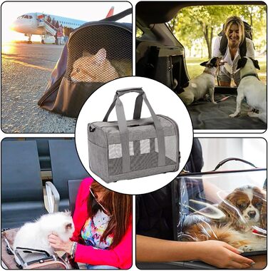 Транспортна переноска для котів та собак: складана переноска з двома отворами, сіра