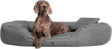 Ортопедичне ліжко для собак Tierlando® Sammy з віскоеластичним матрацом та високим бортиком з міцного поліестеру. Розмір: 140x105 см. Колір: (L99 Темно-сірий меланж, 170x110 см (внутрішні розміри: 120x85 см))