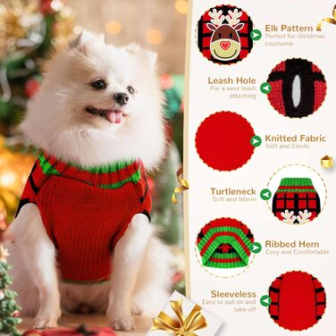 Пуловер для собак на Різдво BAJMJK з отвором для шлейки, класичний, в клітинку, теплий, для котів та собак, зимовий одяг для собак (XX-Large, F)