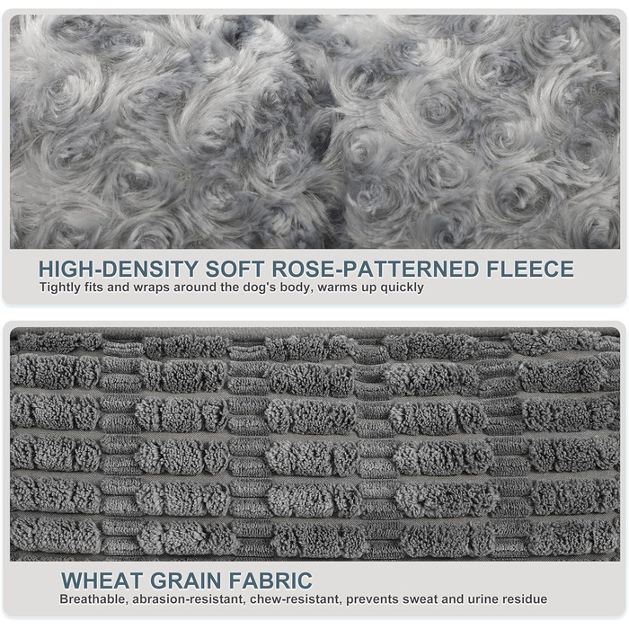 Велике собаче ліжко з неслизьким дном, кошик для собак/диван для домашніх тварин з тканини корд, піднятий борт, для лабрадора, німецької вівчарки, 89x64x23 см, сірий колір