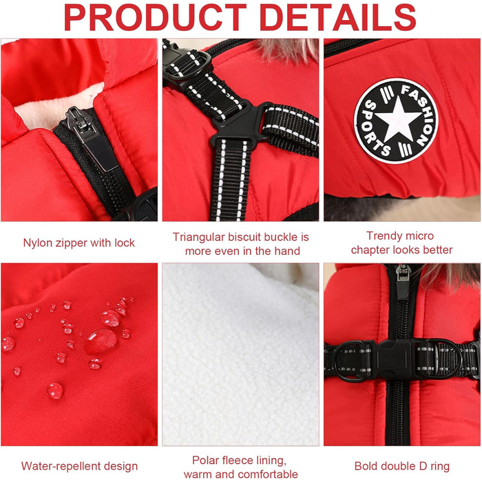 Водонепроникна жилетка для собак на зиму, без рукавів, з лямками, для маленьких собак (L)