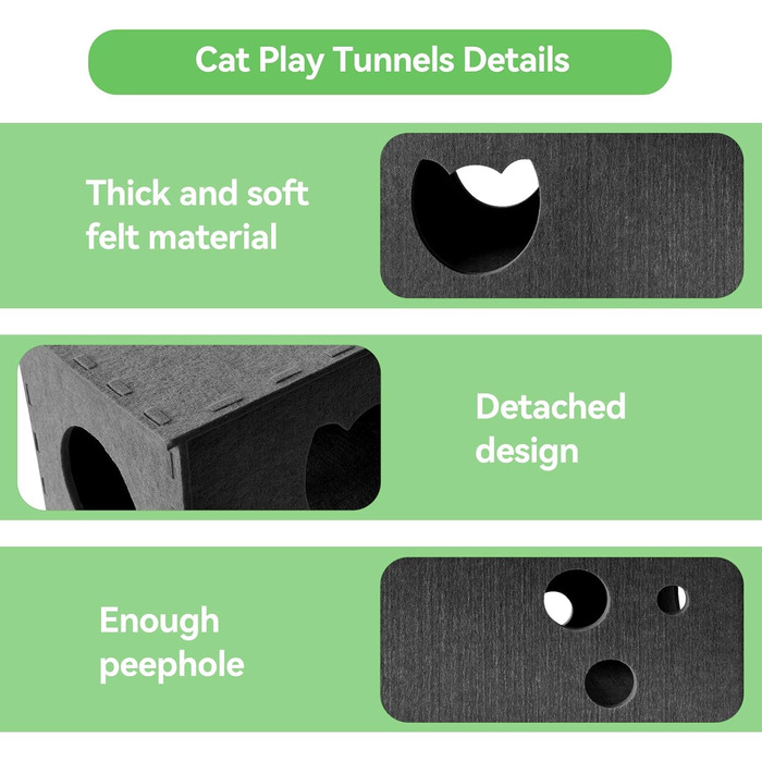 Тунель для котів Homegroove L-подібний, великий, з фільцу, інтерактивний, DIY, сірий