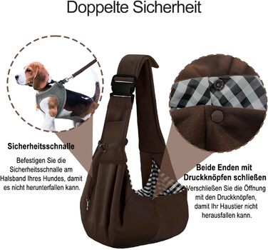 PetLoft Тканинна переноска для собак, реверсивна, регульована, Cross-Body Carrier для собак/кішок/кроликів (Коричнева)