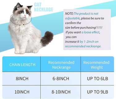 Нашийник для кота Hillban з діамантовою імітацією, блискучий, металевий з безпечною застібкою, з підвіскою у вигляді лапки та ID-місцем, з дзвіночком, сріблястого кольору, морської хвилі (20.3 см, 8 дюймів)