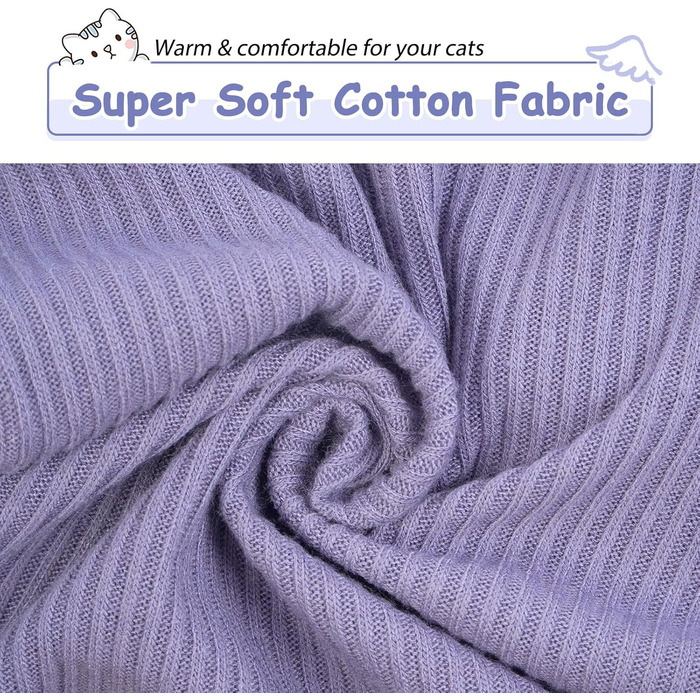 Одяг для безшерстої кішки Сфінкс: м'який пуловер з ролетним коміром, футболка та жилет з бавовни (Чорний, XL, A-фіолетовий)