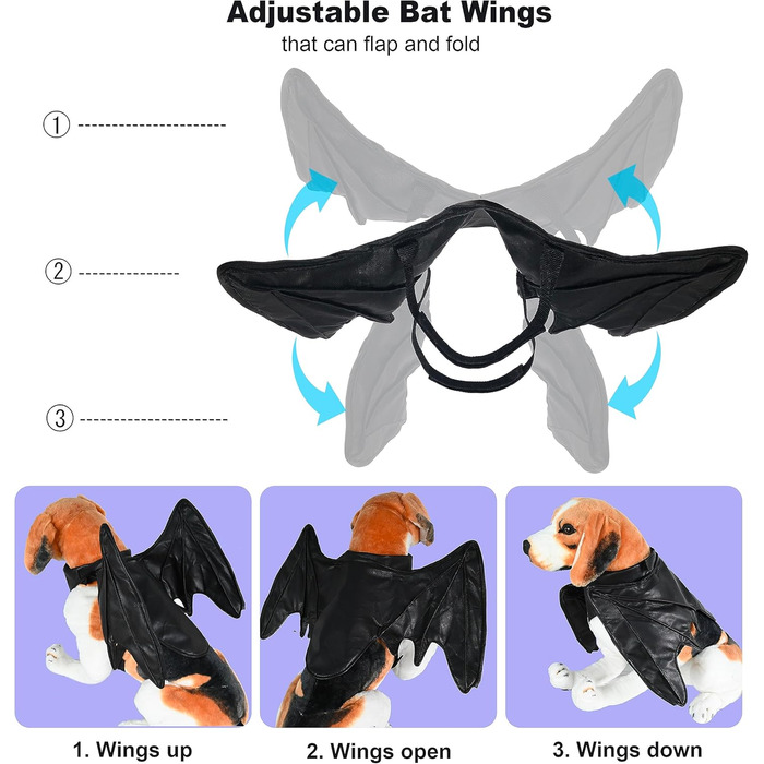 Костюм на Хелловін для собак: Флері, Дракон, Птах - крила (чорні, M)