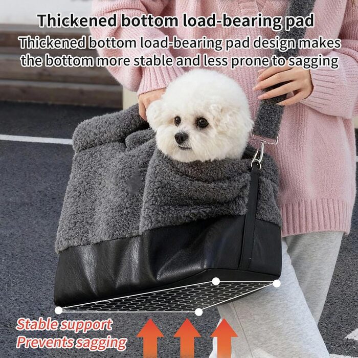 Сумка-переноска для собак та котів | Тепла, водонепроникна переноска для цуценят та кошенят, з ремінним замком, для маленьких та середніх порід, для прогулянок на вулиці (Сіра)