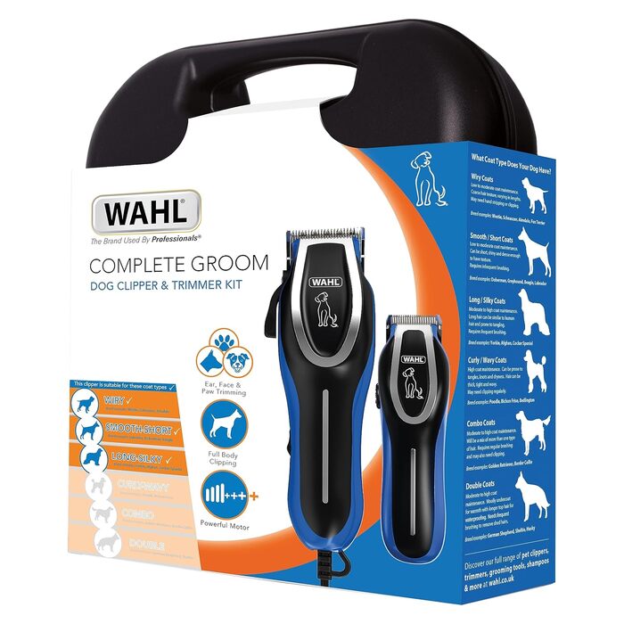 Набір для догляду за шерстю собак Wahl Komplett: Шерхостричка та тример, тиха робота, для професійного та домашнього використання