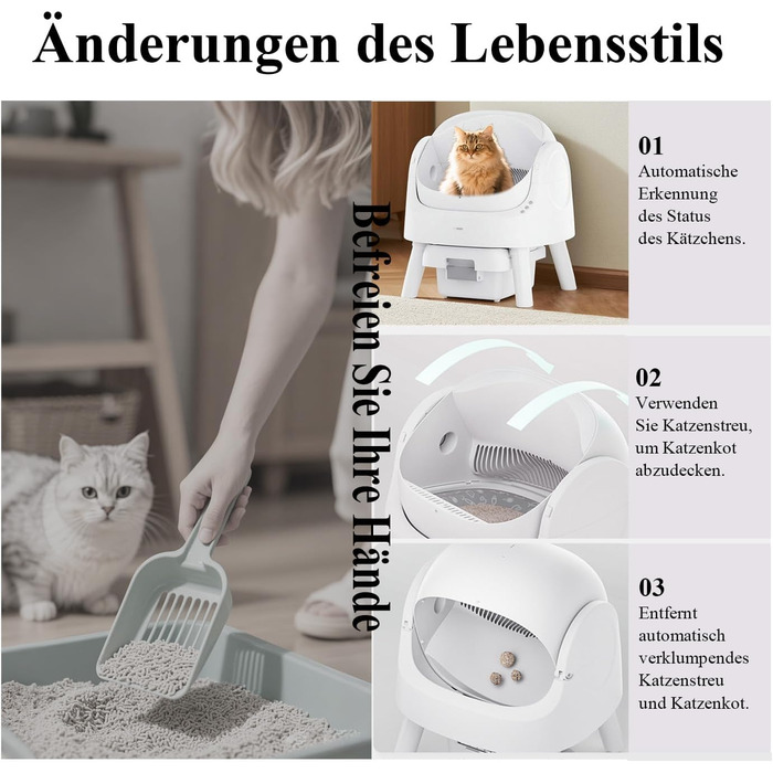 Автоматичний лоток для котів з самоочищенням, 10л, XL, білий