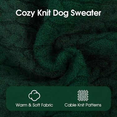 Теплий зимовий пуловер для собак S, ASENKU, з отвором для повідка, з м'якою горловиною, для Чихуахуа, Французького бульдога, зелений