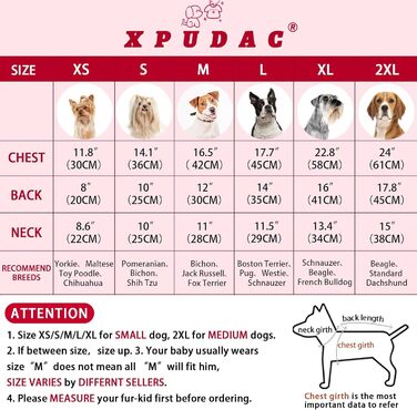 XPUDAC Піжама для собак на Новий Рік, в клітинку, для маленьких та середніх собак, дівчаток та хлопчиків, флісова, тепла, зимова (розмір M)