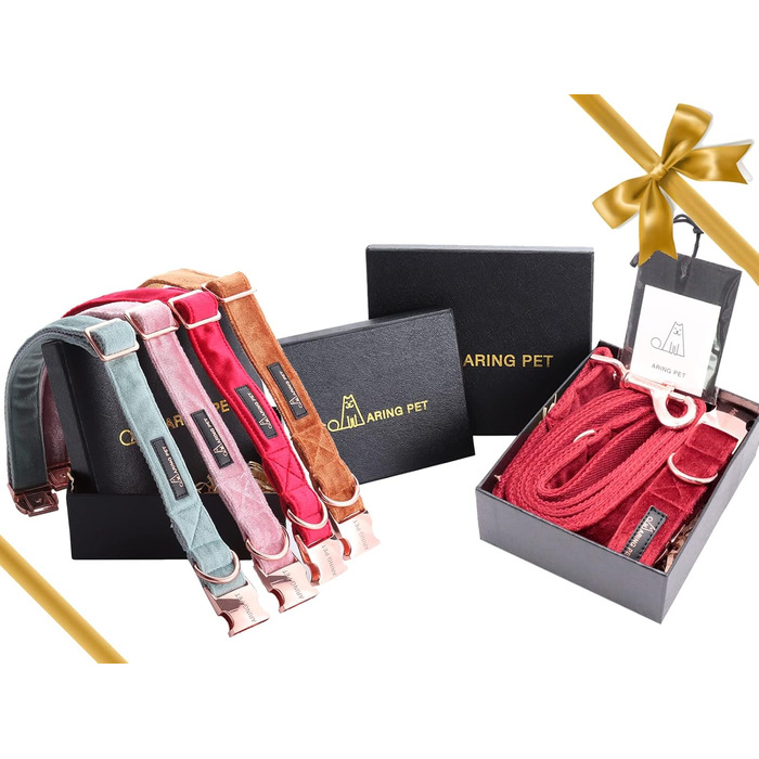 Нашийник та поводок для собак Aring Pet, нашийник та поводок, регульований нашийник для маленьких, середніх та великих собак (L, червоний на Різдво)