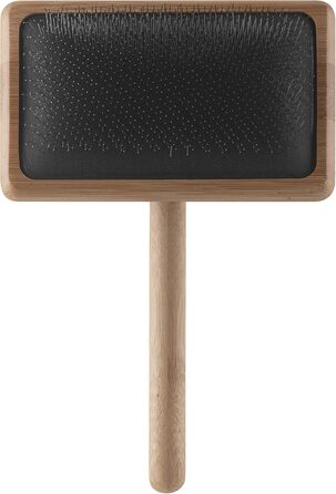 Щітка для грумінгу Mikki 6280033 з бамбука з кулькоподібними кінчиками для середньої/довгої/кучерявої шерсті собак та котів, велика, L, 99 г, коричнева