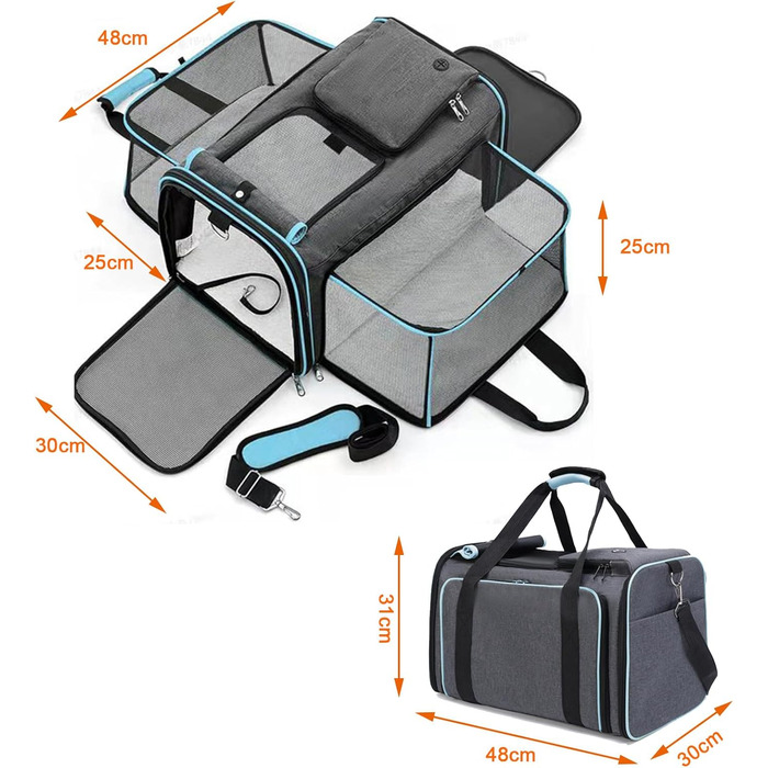 Транспортна переноска для кота Wuudi, складана сумка для собак, переноска для кота для подорожей літаком/автомобілем, дихаюча переноска для кота, маленькі собаки в авто