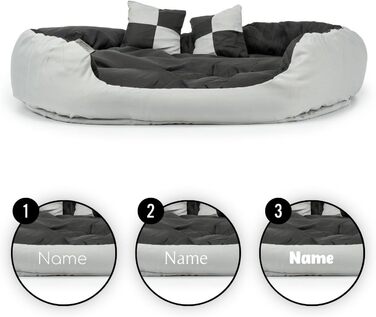 Крісло-ліжко для собак та котів Lionto 4-в-1 з водовідштовхувальною підстилкою Oxford, 85x70 см, міцне, з глибоким входом, сіре/чорне (з написом)