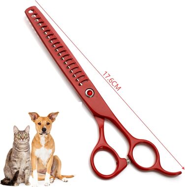 Набір для стрижки собак 4 в 1: прямі, зубчасті та вигнуті ножиці, гребінець. Підходить для собак, котів та інших тварин (червоний)