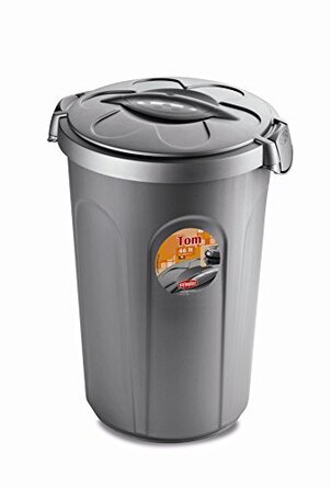 Тонечка для корму Kreher XL: 46 літрів, пластик PP, сіра, 44,5x40x61 см