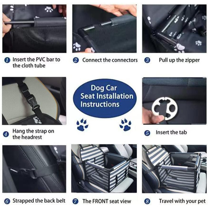 Автокрісло для тварин з підголівником та ременем безпеки, міцне, водонепроникне, дихаюче, сіре