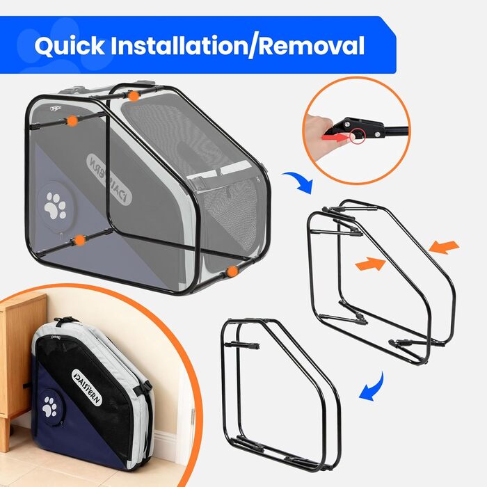 Складана переноска для собак у машину та в подорожі, портативна сумка-переноска для маленьких та середніх собак, швидке складання за 1 хвилину, міцна металева рама, дихаючі сітчасті вікна та зручний доступ (Блакитна)