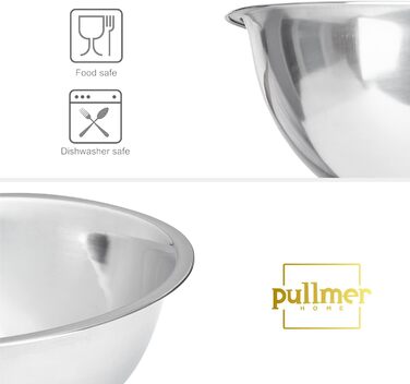 Набір кухонних мисок Pullmer (2 шт) з нержавіючої сталі, Ø 30 см. Ідеально підходять для мюслі, салатів, замішування тіста та сервірування. Їжа-безпечні, придатні для миття в посудомийній машині