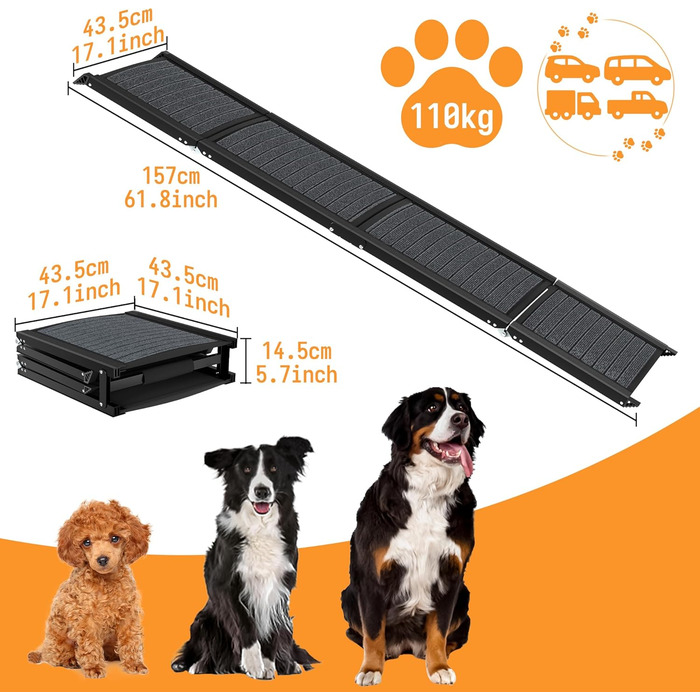 Рампа для собак у машину Hunderampe, складна, з килимком, до 110 кг, для авто, вантажівок, SUV