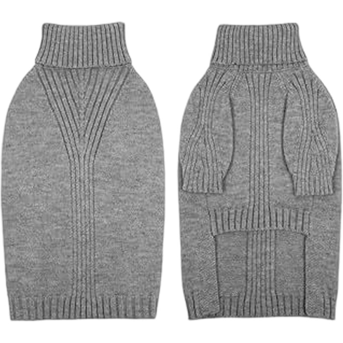 Пуловер для великих собак, теплий в'язаний пуловер, святковий пуловер, водолазка для дуже великих собак, для хлопчиків та дівчаток, еластичний, для великих собак, для холодної погоди, комплект одягу, одяг для великих собак (M, сірий)