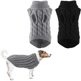 Теплий зимовий пуловер для собак - 2 шт. (Сірий+Чорний) | Для дрібних порід, джек-расселів та цуценят
