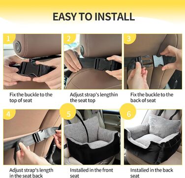 Автокрісло для собак великих порід, автоліжко для собак та котів, зручне автоліжко для тварин з поворотцем та антиковзною основою, чорний колір, великий розмір