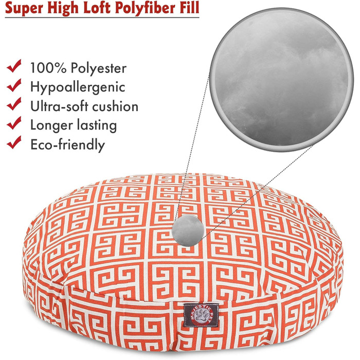 Кругле лежанка для собак Majestic Pet Products, оранжевого кольору, для дому та вулиці, знімний, пральний чохол