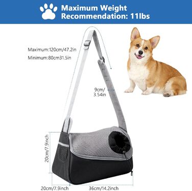 Сумка-переноска для собак та котів, чорна, до 5 кг, регульована, для прогулянок