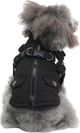 Зимова куртка для собак від Huiba: тепла, водонепроникна та вітронепроникна, для маленьких, середніх та великих собак (чорний, M)