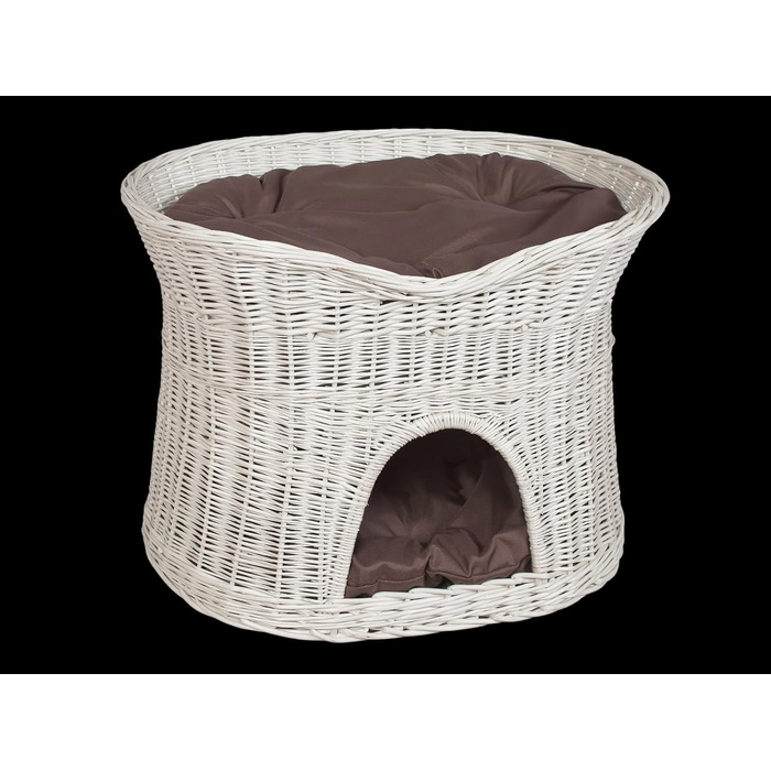 Двоярусне ліжко-будка для котів та собак з подушками, коричневе/біле, 60 см (XL)