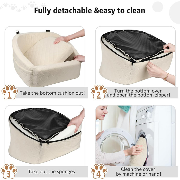 Автокрісло для собак: чорний/білий, для собак до 13,6 кг, з підсумками та ременем безпеки