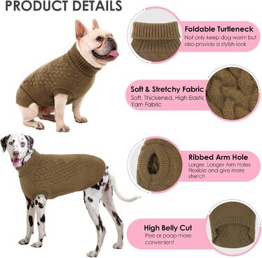 Пуловер для собак AOFITEE, коричневий