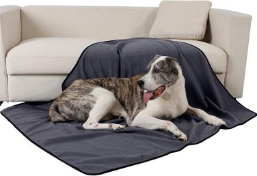 Водонепроникний коврик для собак PETTOM 100x75 см, м'який коврик для великих та маленьких собак, захисний коврик для дивану, ліжка, автокрісла, меблів - прання до 30°C (M, Сірий)