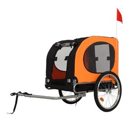 Фаркоп для велосипеда з собакою, вантажопідйомність до 40 кг, помаранчевий, з прапорцем, з тканини Oxford 600D