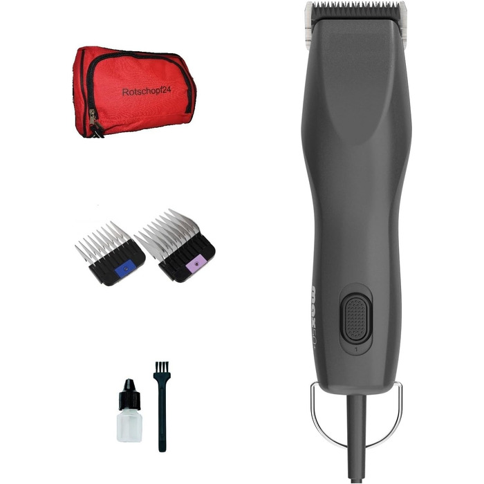 Машинка для стрижки собак Rotschopf24 MAX50+ з чохлом та 2 металевими гребінцями (6+13 мм). Потужна, тиха, надійна.
