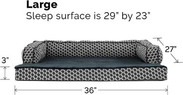 Ліжко для собак та котів FurHaven, M, блакитне, з гелевим шаром, знімний чохол, 91x69x18 см