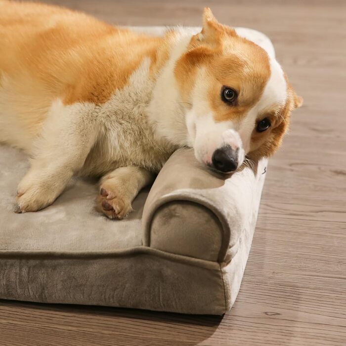 Софа-ліжко для собак Amazon Basics XL U-подібної форми, 112 x 89 x 20 см, бежева