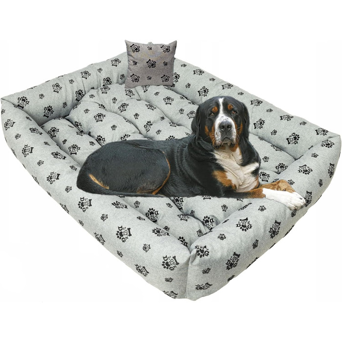 Водонепроникне ліжко для собак - ліжка для маленьких та великих собак - ліжко для собак з неслизьким дном - собачий кошик, собачий лежак (120x90x20, сіре льоноподібне, 