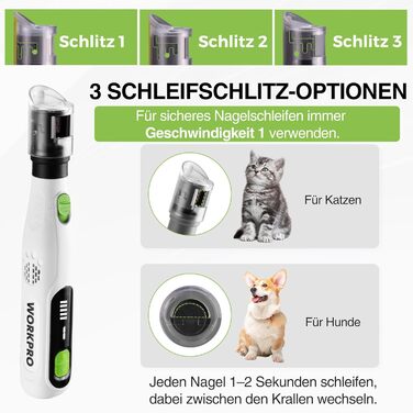 Електричний точило для собачих кігтів WORKPRO - точило для кігтів для собак, котів, 3 отвори, 6 швидкостей