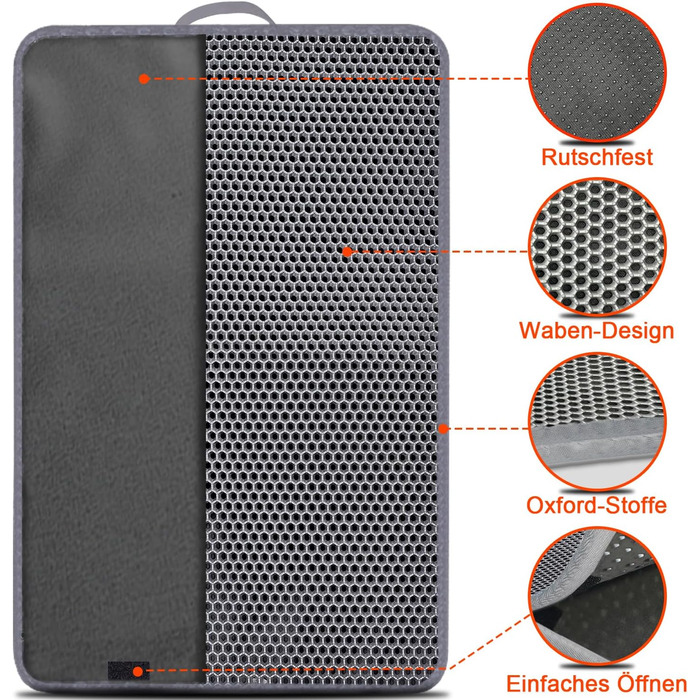 Килимок під лоток для котів AidSci | 70x55 см, водовідштовхувальний, з комірками, сірий