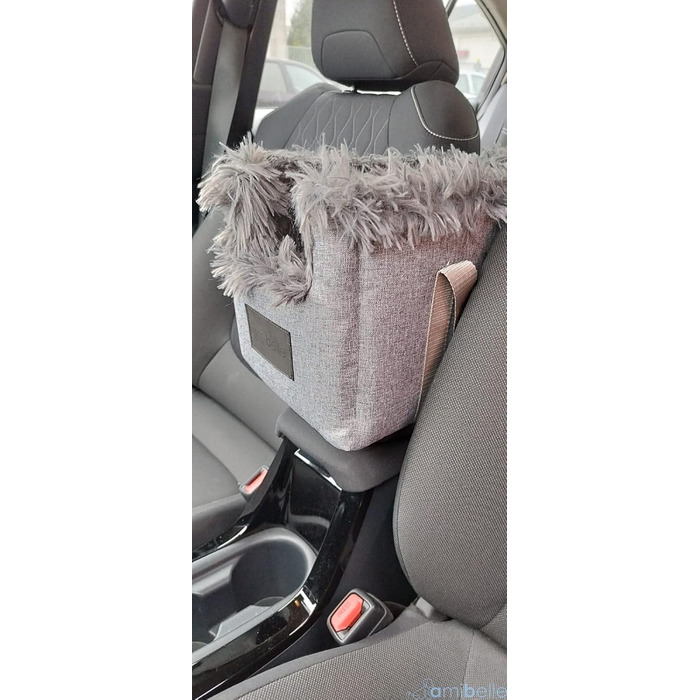 Автомобільний підлокітник для собак | Універсальний, миючий, зносостійкий, для середніх консолей, передніх та задніх сидінь | Сумка для собак, для маленьких порід | Колір: світло-сірий