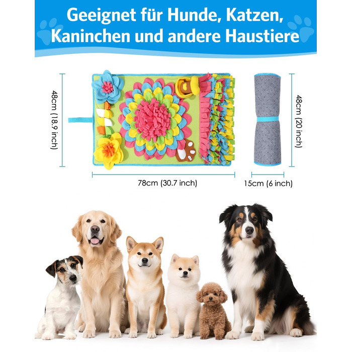 Килимок для собак Brifit для інтелектуальних ігор 78 x 48 см, іграшка-головоломка для малих та середніх собак, миється, тренувальний килимок, проти нудьги, стимулює інтелект