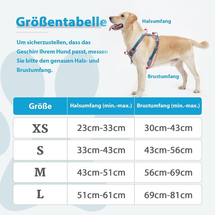 Шлейка для собак Huntboo Anti-Zug, для малих, середніх та великих собак, не тягне, світловідбиваюча, з 2 карабінами, регульована, для тренувань та бігу (M, синій)