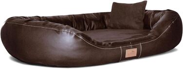 Ортопедичне ліжко для собак Tierlando® Lennart VIP з віскоеластичною матрацом та зносостійким покриттям з штучної шкіри | 85x65 см, Колір: Коричневий