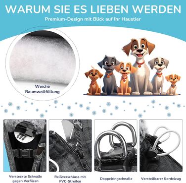 Водонепроникний теплий зимовий одяг для собак ALLSOPETS - куртка з світловідбиваючими смугами, тепла жилетка для холодної погоди (Himmelblau, 2XL)